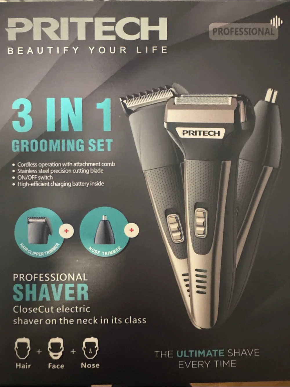 3-in-1 Men Grooming Shaver Trimmer - Black and Silver